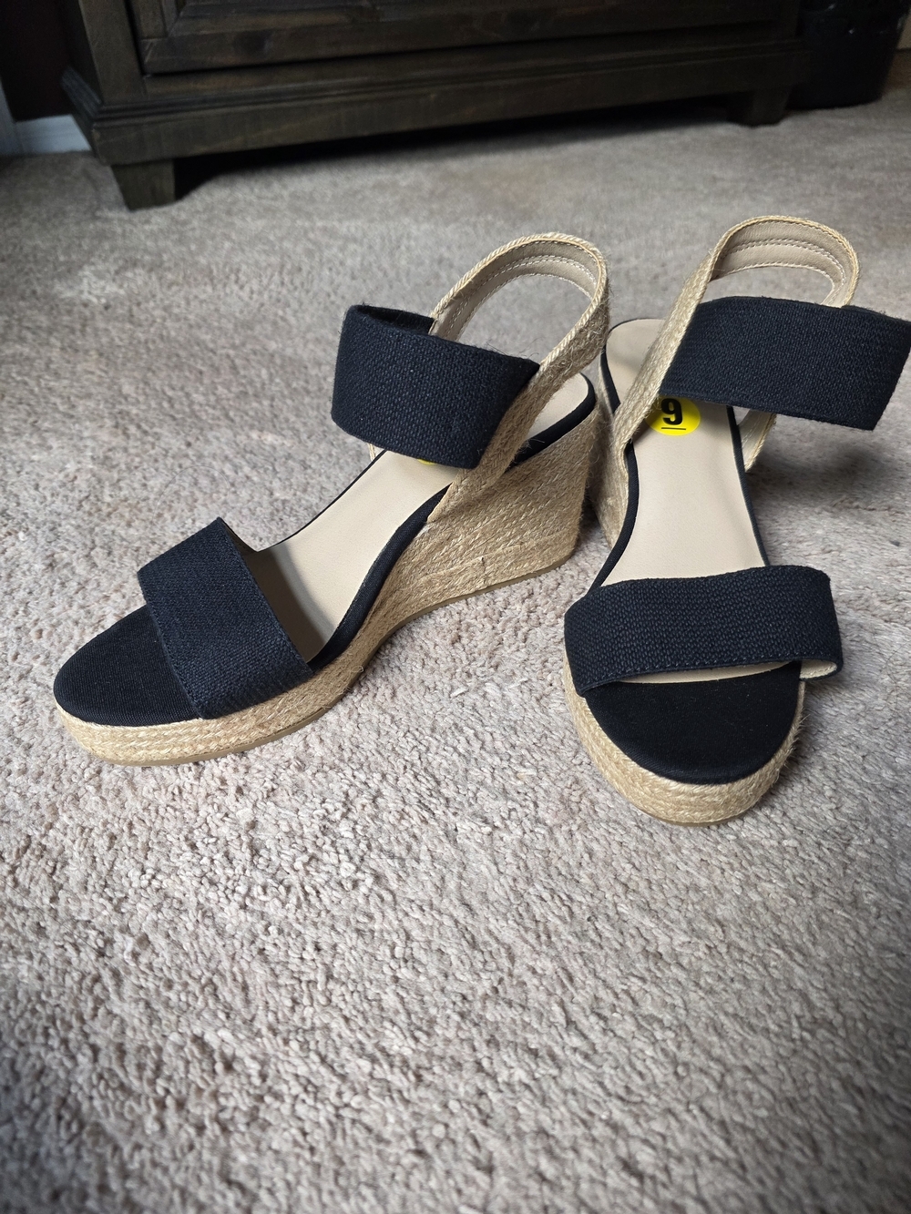 MIA Black Espadrille Wedge Sandals Size 9 New Summer Resortwear Casual